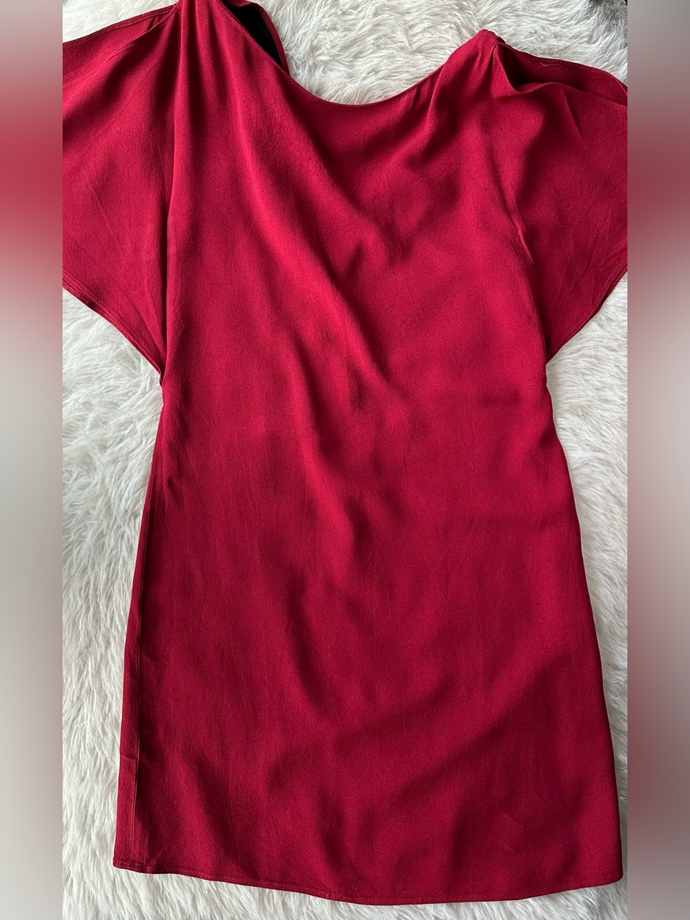 Theory Andzelika Rosina Crepe Red Flutter-Sleeve Mini Dress size 0 - Picture 9 of 16